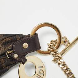Pre Owned Fendi Tobacco Zucca Canvas and Leather Small Chef Chain Link Hobo