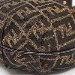 Pre Owned Fendi Tobacco Zucca Canvas and Leather Small Chef Chain Link Hobo