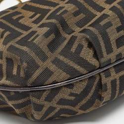 Pre Owned Fendi Tobacco Zucca Canvas and Leather Small Chef Chain Link Hobo