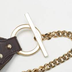Pre Owned Fendi Tobacco Zucca Canvas and Leather Small Chef Chain Link Hobo