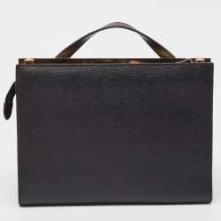 Pre Owned Fendi Black Leather Small Demi Jour Top Handle Bag