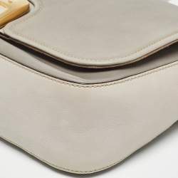 Pre Owned Fendi Two Tone Grey Leather Chameleon Shoulder Bag