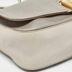 Pre Owned Fendi Two Tone Grey Leather Chameleon Shoulder Bag