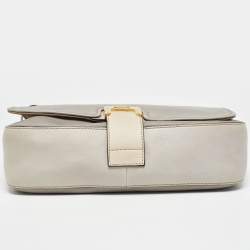 Pre Owned Fendi Two Tone Grey Leather Chameleon Shoulder Bag