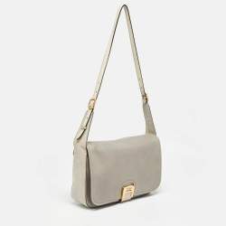 Pre Owned Fendi Two Tone Grey Leather Chameleon Shoulder Bag