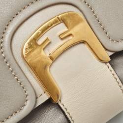 Pre Owned Fendi Two Tone Grey Leather Chameleon Shoulder Bag