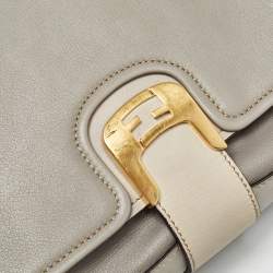 Pre Owned Fendi Two Tone Grey Leather Chameleon Shoulder Bag