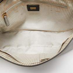 Pre Owned Fendi Two Tone Grey Leather Chameleon Shoulder Bag