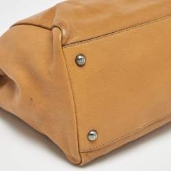 Pre Owned Fendi Tan Leather Large Peekaboo Top Handle Bag