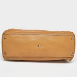 Pre Owned Fendi Tan Leather Large Peekaboo Top Handle Bag