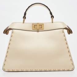 Pre Owned حقيبة فندى بيكابو أى سى يو جلد سيليريا وردي بيد علوية