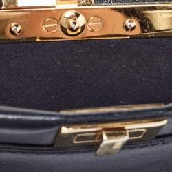 Fendi Black Leather Micro Peekaboo Top Handle Bag