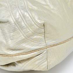 Pre Owned Fendi Metallic Gold Textured Leather Spy Hobo