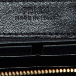 Fendi Black Zucca Embossed Leather Baguette Wallet on Chain