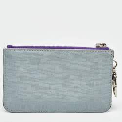 Fendi Purple/Grey Leather Zip Coin Pouch