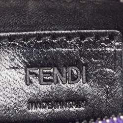 Fendi Purple/Grey Leather Zip Coin Pouch