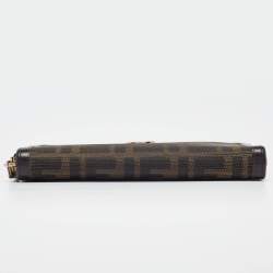 Fendi Tobacco Zucca Canvas and Leather FF Zip Around Wallet