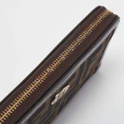 Fendi Tobacco Zucca Canvas and Leather FF Zip Around Wallet