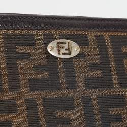 Fendi Tobacco Zucca Canvas and Leather FF Zip Around Wallet