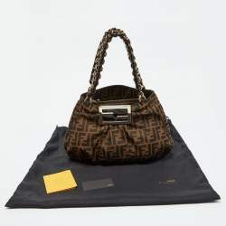 مملوكة مسبقًا Fendi Tobacco Zucca Canvas and Patent Leather Small Mia Hobo