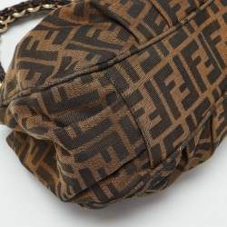 مملوكة مسبقًا Fendi Tobacco Zucca Canvas and Patent Leather Small Mia Hobo