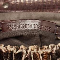 Fendi Metallic/Dark Brown Croc Effect Canvas Magic Satchel