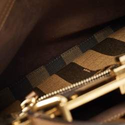 Pre Owned Fendi Brown Leather Medium Peekaboo Top Handle Bag
