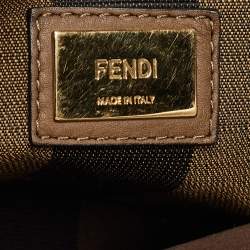 Pre Owned Fendi Brown Leather Medium Peekaboo Top Handle Bag