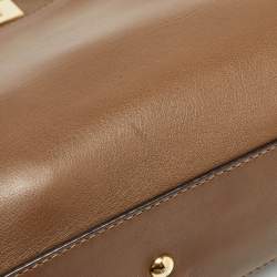 Pre Owned Fendi Brown Leather Medium Peekaboo Top Handle Bag