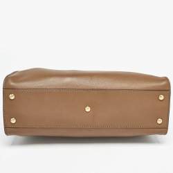 Pre Owned Fendi Brown Leather Medium Peekaboo Top Handle Bag