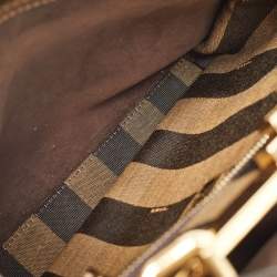 Pre Owned Fendi Brown Leather Medium Peekaboo Top Handle Bag