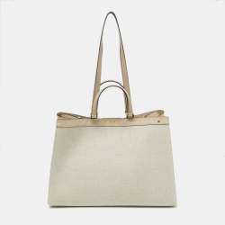 Pre Owned Fendi Beige Zucca Canvas and Leather Medium FF Peekaboo X Tote