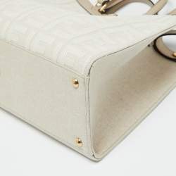 Pre Owned Fendi Beige Zucca Canvas and Leather Medium FF Peekaboo X Tote