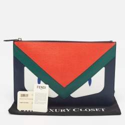 Pre Owned Fendi Multicolor Leather Monster Zip Pouch