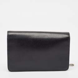 Pre Owned Fendi Black Leather Rainbow Stud Tube Wallet On Chain