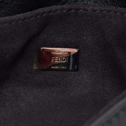 Pre Owned Fendi Black Leather and Fur Micro Monster Baguette Bag