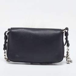 Pre Owned Fendi Black Leather and Fur Micro Monster Baguette Bag
