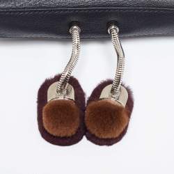 Pre Owned Fendi Black Leather and Fur Micro Monster Baguette Bag
