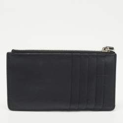 Fendi Black Leather and Mink Fur Monster Eyes Zip Card Holder