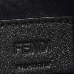 Fendi Black Leather and Mink Fur Monster Eyes Zip Card Holder