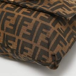 مملوكة مسبقًا Fendi Brown Zucca Canvas and Patent Leather Mia Flap Shoulder Bag