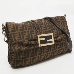 مملوكة مسبقًا Fendi Brown Zucca Canvas and Patent Leather Mia Flap Shoulder Bag