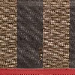 مملوكة مسبقًا محفظة فندي كونتيننتال جلد وكانفاس مخطط بيكين بني/ أزرق بقلاب