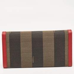 مملوكة مسبقًا محفظة فندي كونتيننتال جلد وكانفاس مخطط بيكين بني/ أزرق بقلاب