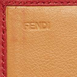 مملوكة مسبقًا محفظة فندي كونتيننتال جلد وكانفاس مخطط بيكين بني/ أزرق بقلاب