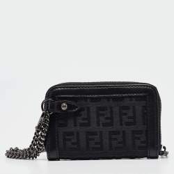 Fendi Black Zuchino Canvas and Leather Coin Purse