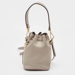 مملوكة مسبقًا Fendi Grey Leather Mini Mon Tresor Drawstring Bucket Bag