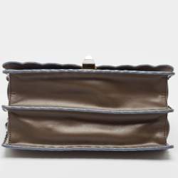 Pre Owned Fendi Dark Beige Leather Medium Scalloped Kan I Shoulder Bag