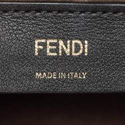 Pre Owned Fendi Dark Beige Leather Medium Scalloped Kan I Shoulder Bag