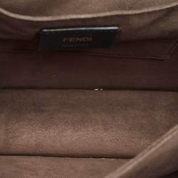 Pre Owned Fendi Dark Beige Leather Medium Scalloped Kan I Shoulder Bag